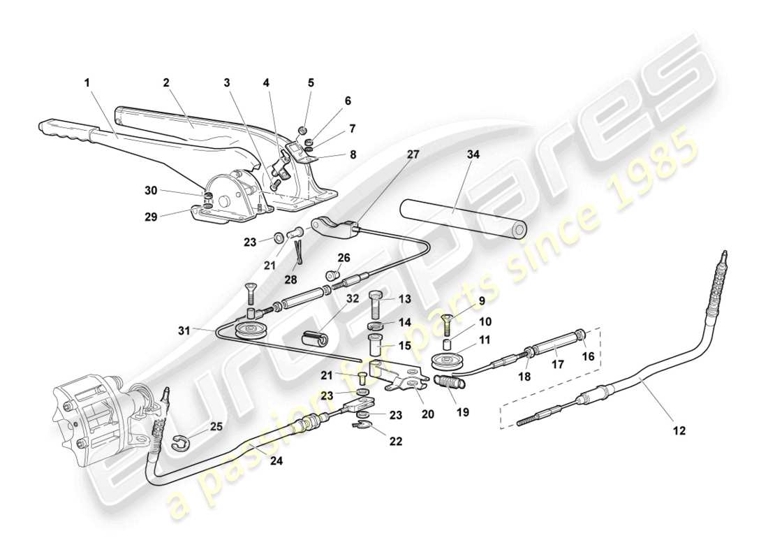 lamborghini murcielago coupe (2004) leva del freno diagramma delle parti
