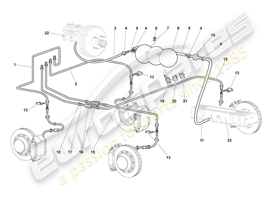 lamborghini murcielago coupe (2005) schema delle parti tubo freno