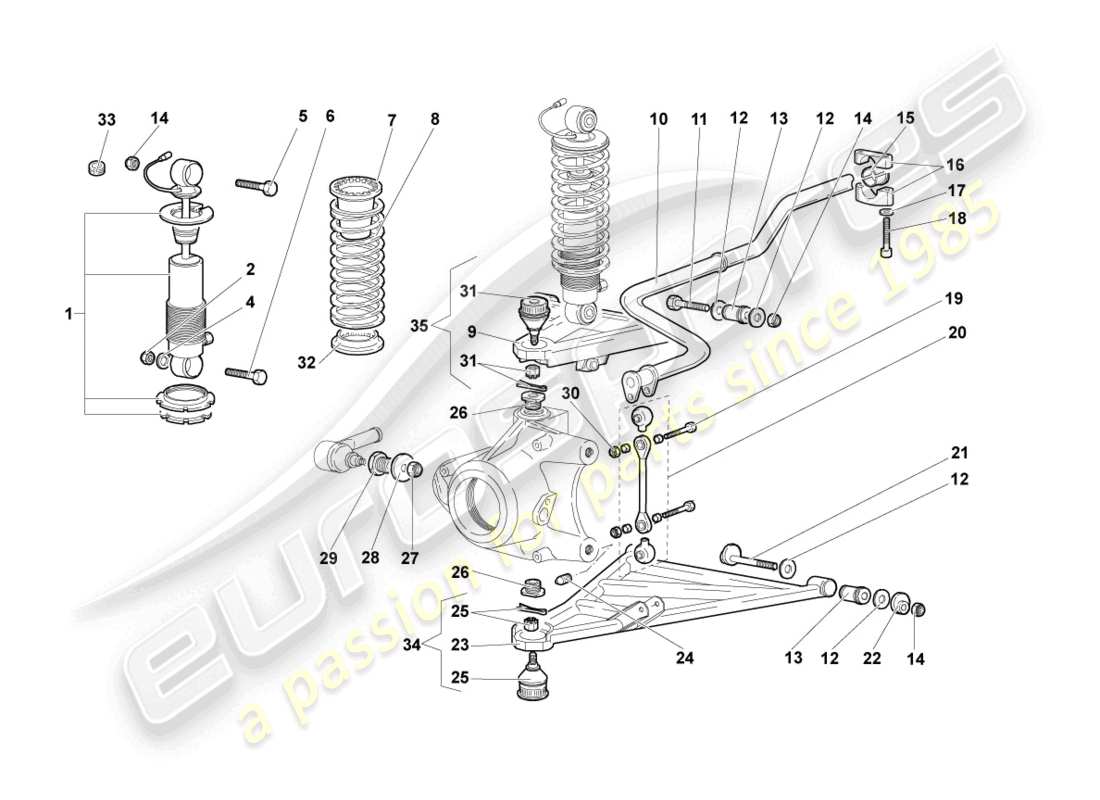 lamborghini murcielago roadster (2006) schema delle parti sospensione anteriore