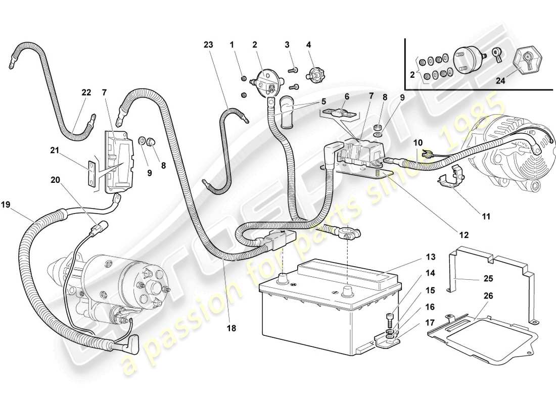 lamborghini murcielago coupe (2002) presa fusibile principale schema delle parti