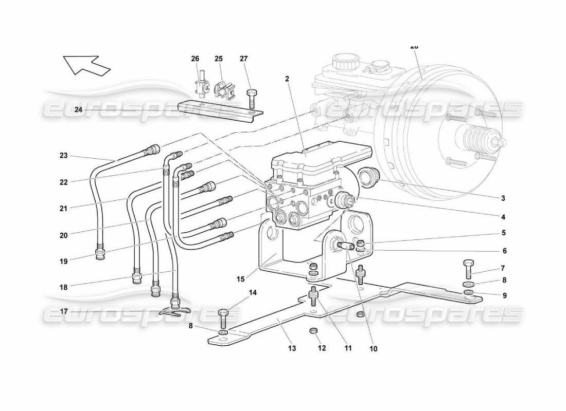 lamborghini murcielago lp670 elettroidraulico abs cu diagramma delle parti