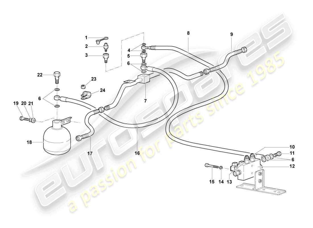 lamborghini murcielago roadster (2006) schema delle parti dell'idraulica centrale