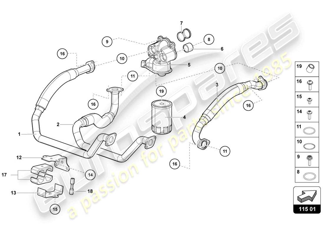 lamborghini 2014 (lp720-4 coupe 50) schema delle parti filtro olio