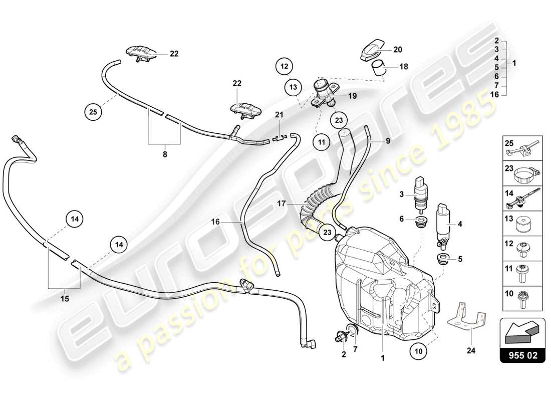 lamborghini 2014 (lp720-4 coupe 50) schema delle parti rondella lavavetri