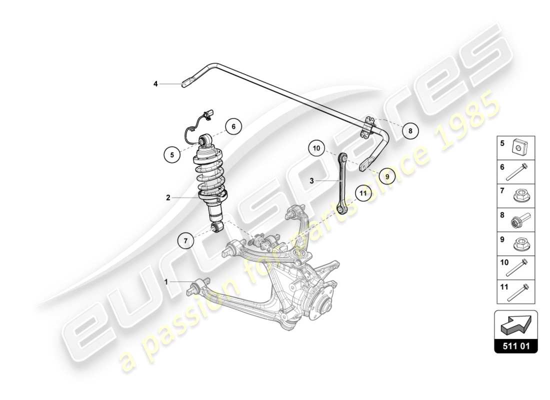 lamborghini lp610-4 avio (2017) ammortizzatore posteriore schema delle parti