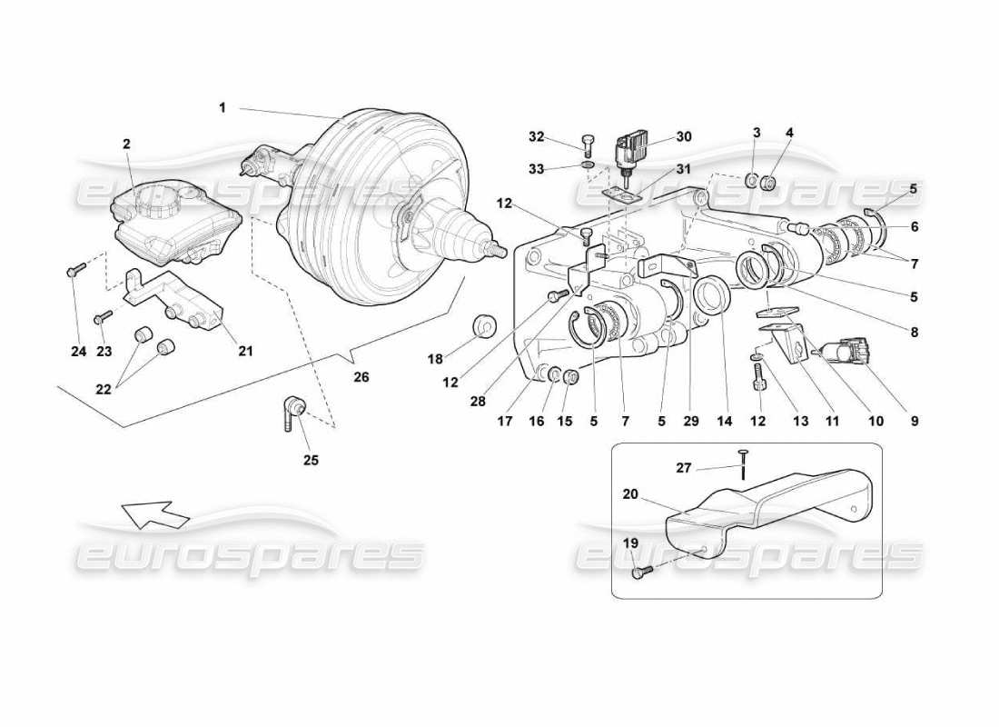 lamborghini murcielago lp670 supporto pedale diagramma delle parti