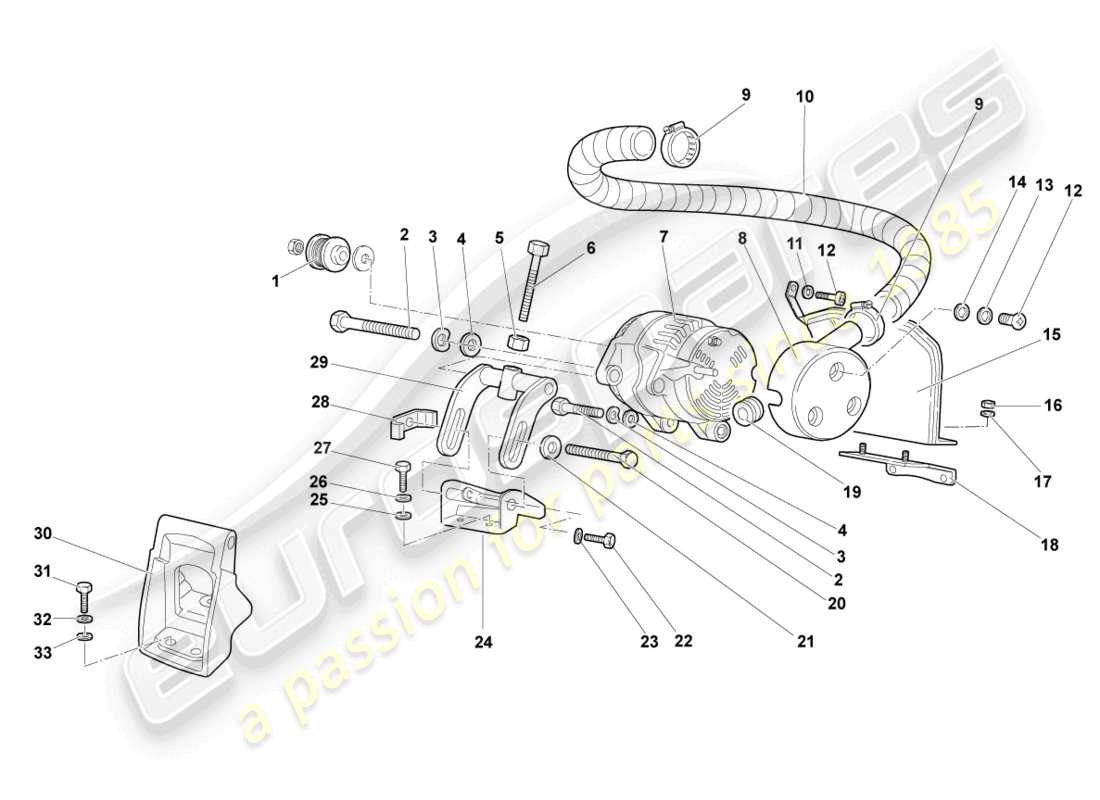 lamborghini murcielago coupe (2006) schema delle parti dell'alternatore