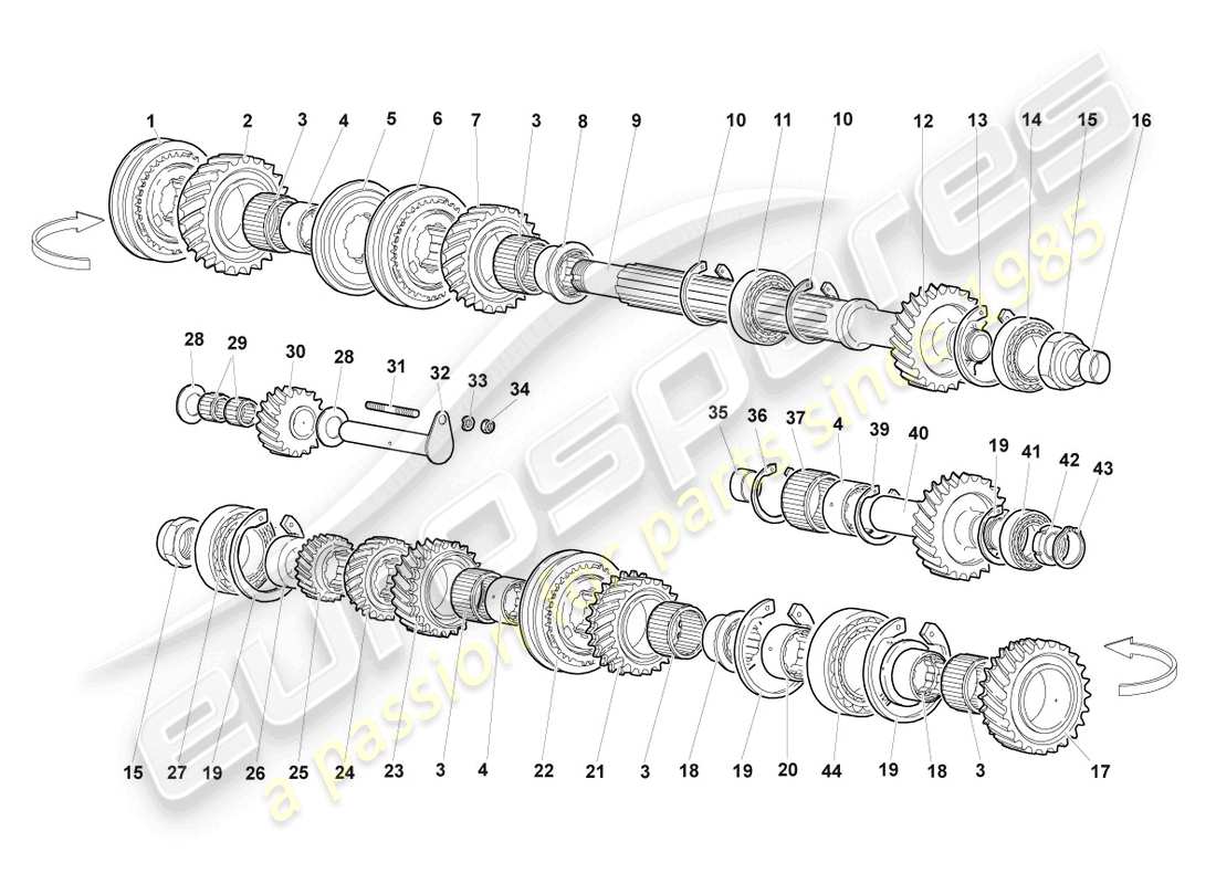 lamborghini murcielago coupe (2003) diagramma delle parti dell'albero di uscita