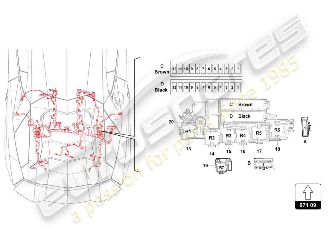 lamborghini 2019 (lp740-4 s coupe) fusibili schema delle parti