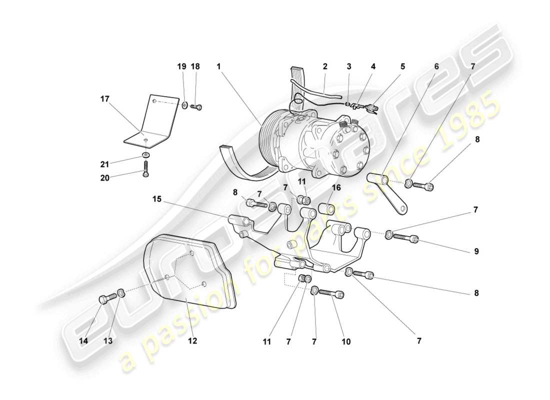 lamborghini murcielago roadster (2006) diagramma delle parti del compressore a/c