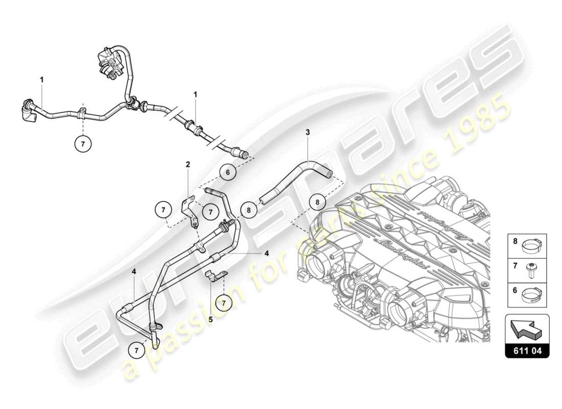lamborghini lp740-4 s roadster (2018) tubi del vuoto schema delle parti