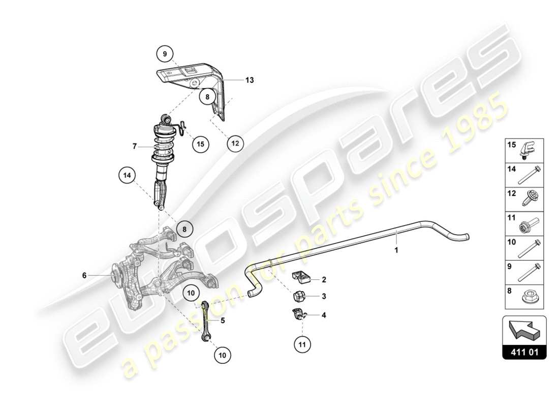 lamborghini lp580-2 coupe (2018) ammortizzatori anteriori schema parte