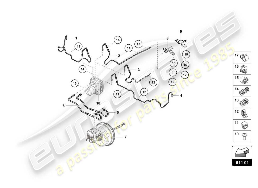 lamborghini evo spyder 2wd (2020) linea freno diagramma delle parti