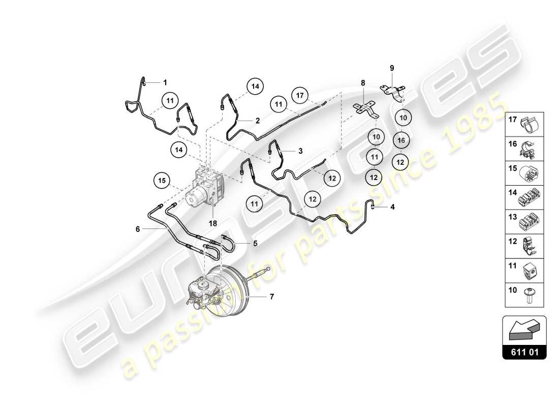 lamborghini 2016 (lp610-4 avio) diagramma delle parti linea freno