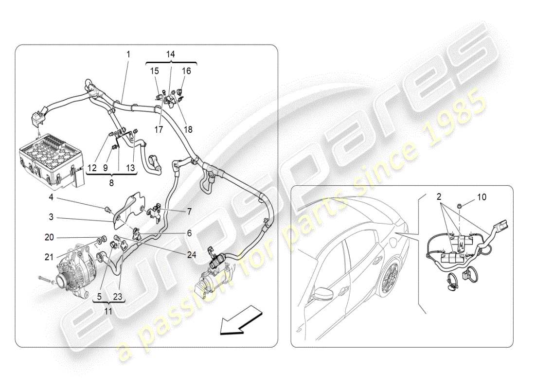 maserati ghibli (2019) schema delle parti del cablaggio principale
