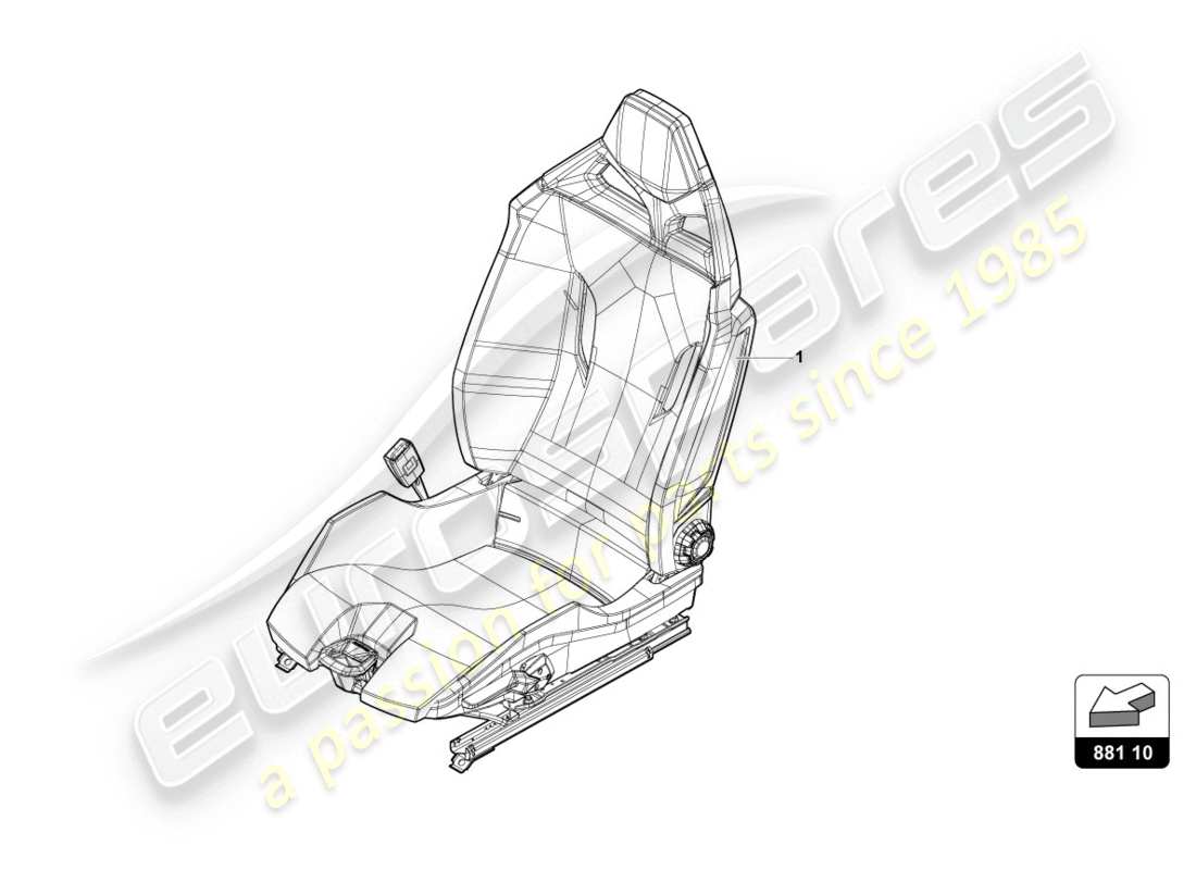 lamborghini evo spyder 2wd (2020) diagramma delle parti del sedile