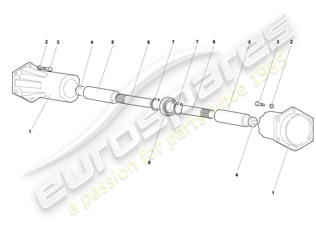 lamborghini murcielago roadster (2005) albero cardanico diagramma delle parti