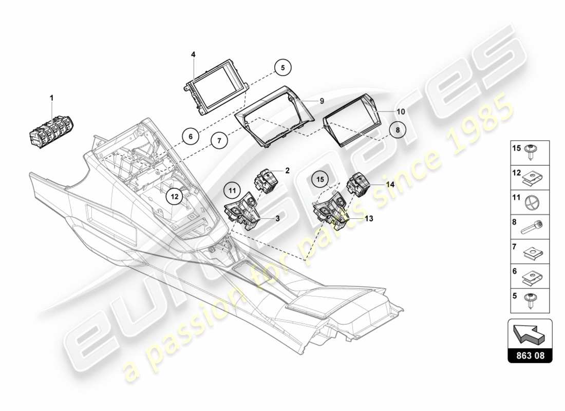 lamborghini lp700-4 coupe (2012) schema delle parti dell'unità interruttore