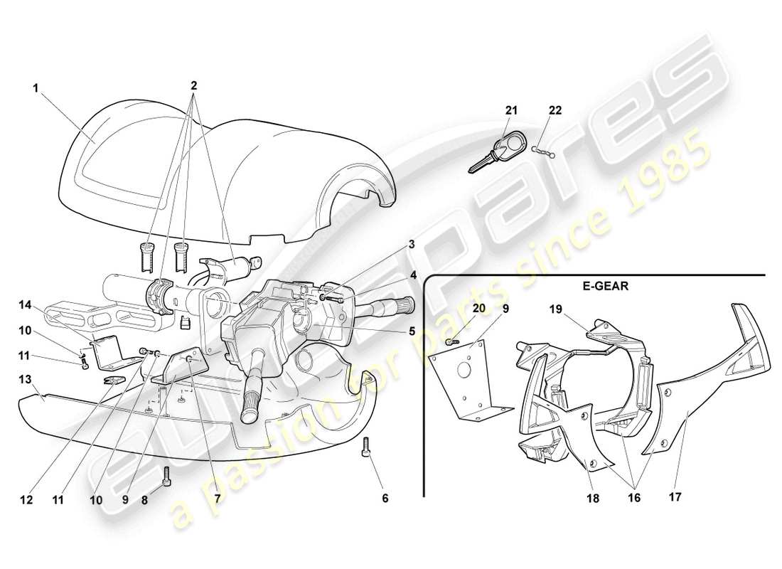 lamborghini murcielago coupe (2002) col.sterzo interruttore combi schema delle parti