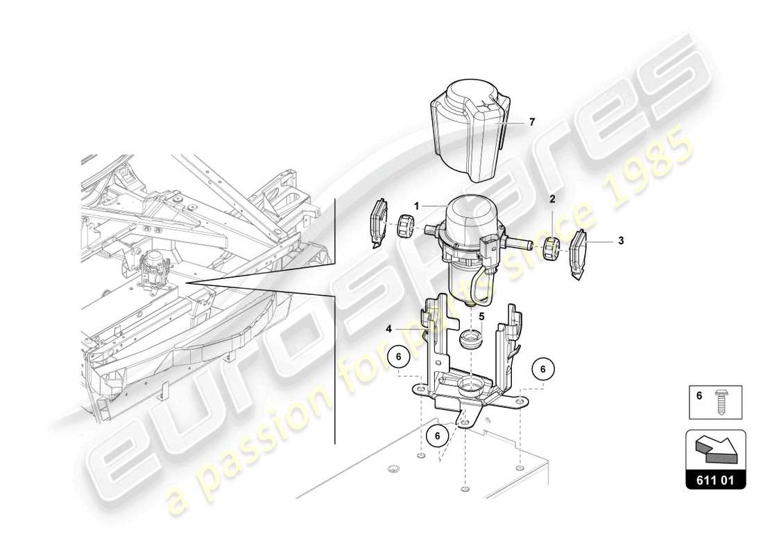 lamborghini lp750-4 sv roadster (2016) pompa a vuoto per servo freno schema delle parti