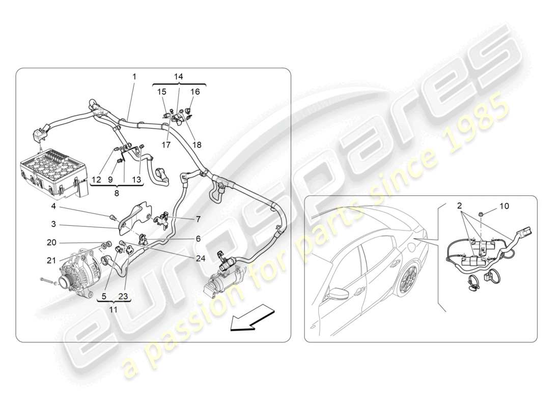 maserati ghibli fragment (2022) cablaggio principale diagramma delle parti