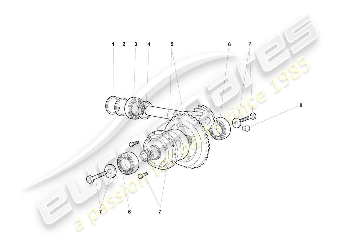 lamborghini murcielago coupe (2003) schema delle parti differenziale posteriore