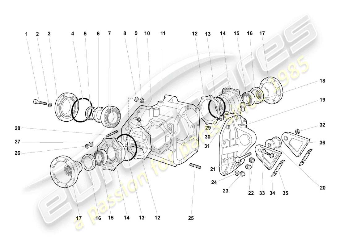 lamborghini murcielago coupe (2004) alloggiamento per differenziale diagramma delle parti