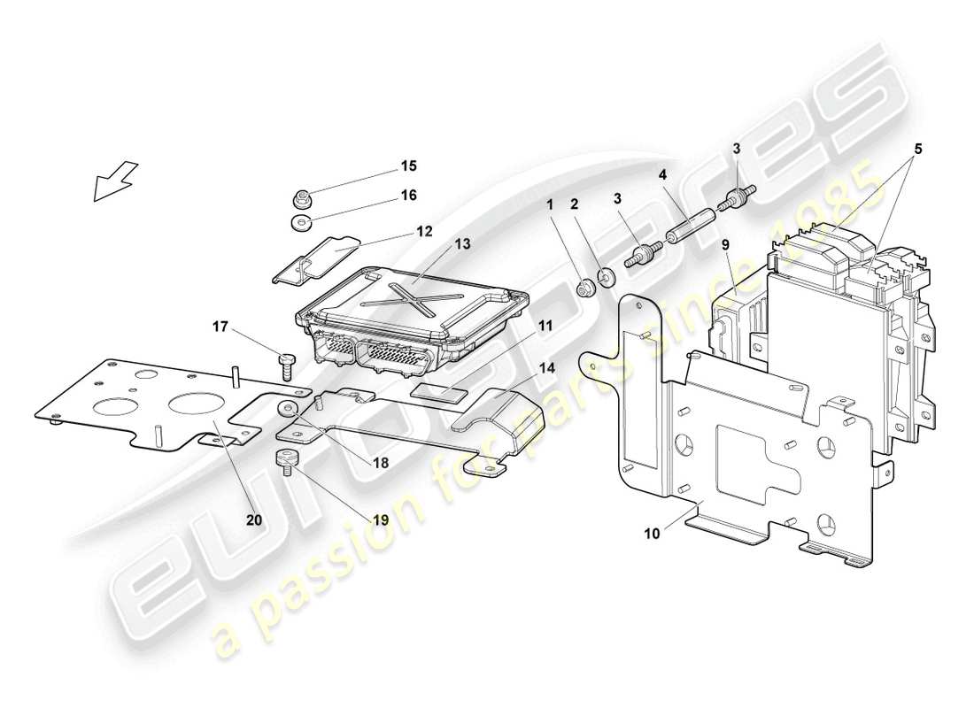 lamborghini murcielago roadster (2005) unità di controllo motore diagramma delle parti