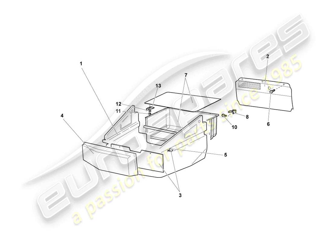 lamborghini murcielago coupe (2003) finiture per stivali bagagli diagramma delle parti