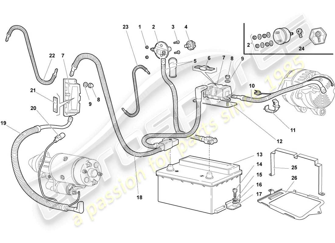 lamborghini murcielago roadster (2006) presa fusibile principale schema delle parti