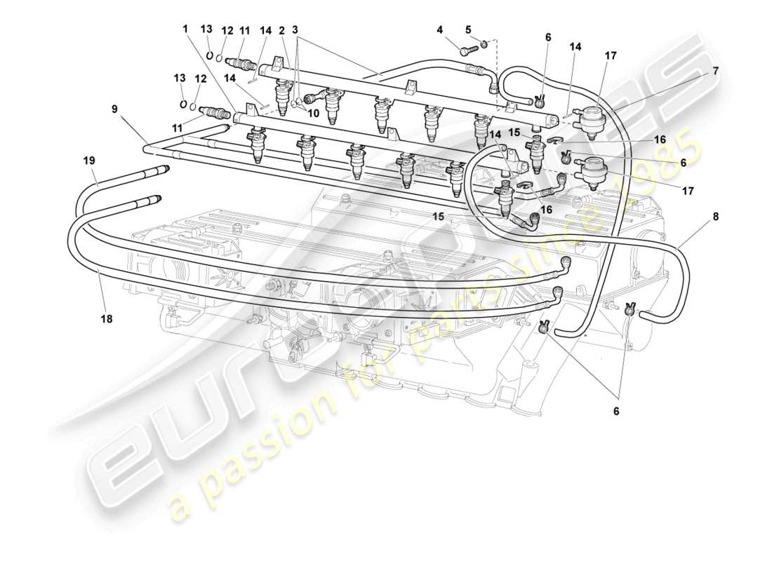 lamborghini murcielago roadster (2006) schema delle parti del sistema di aspirazione