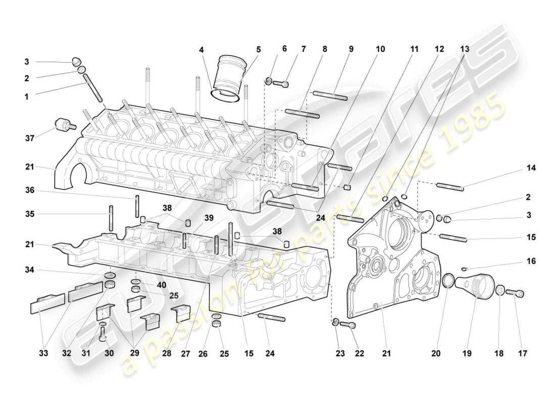 lamborghini murcielago roadster (2006) alloggiamento del basamento schema delle parti