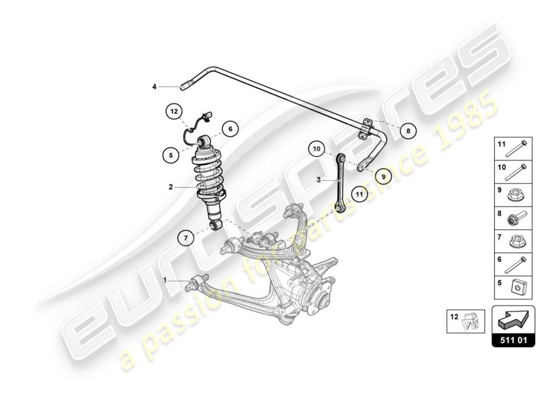 lamborghini lp610-4 spyder (2018) ammortizzatore posteriore diagramma delle parti