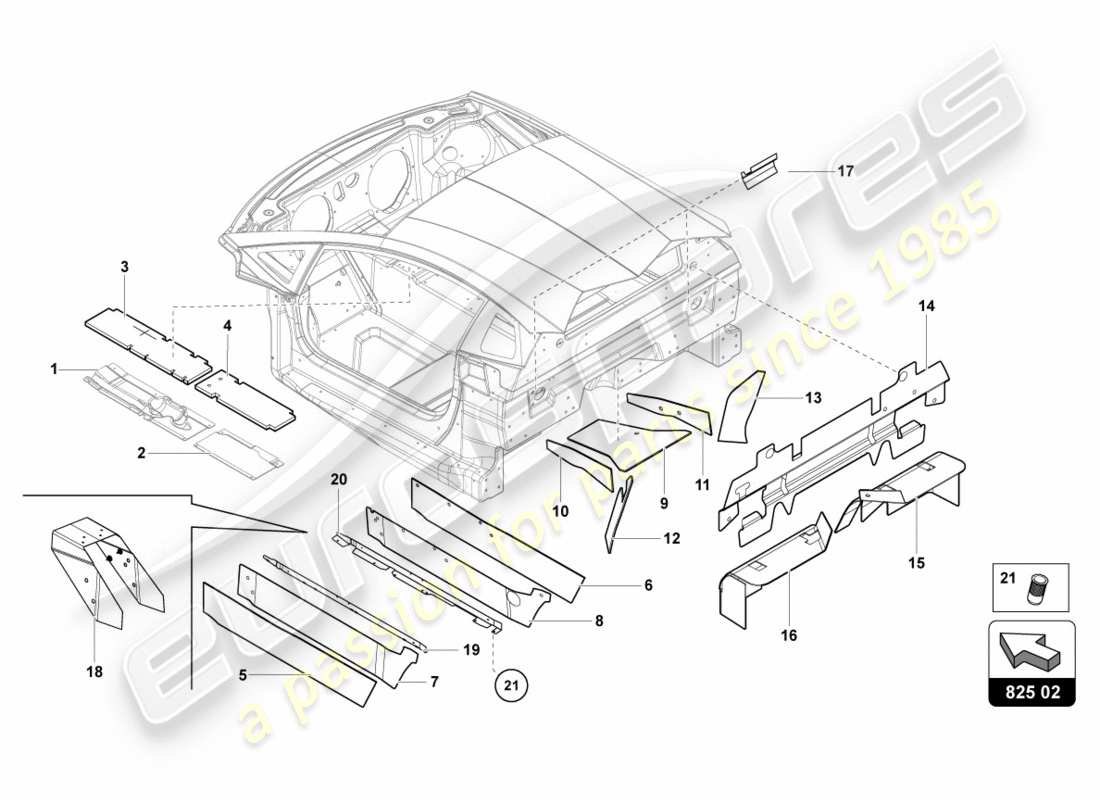 lamborghini centenario coupe (2017) serranda per tunnel diagramma delle parti