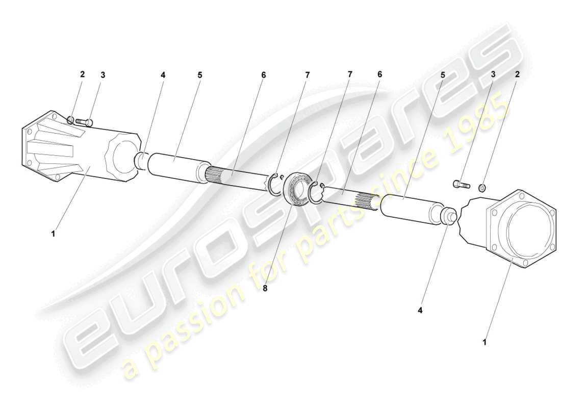 lamborghini murcielago roadster (2006) albero cardanico diagramma delle parti