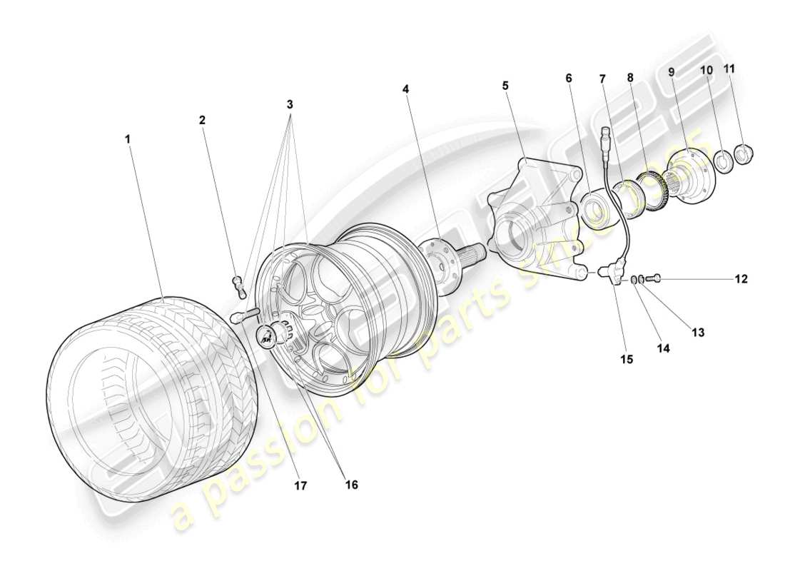 lamborghini murcielago coupe (2002) alloggiamento cuscinetto ruota posteriore schema delle parti