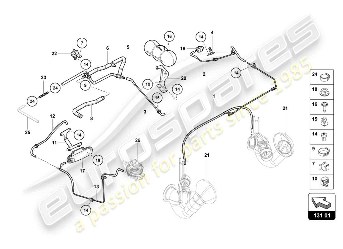 lamborghini lp750-4 sv coupe (2017) schema delle parti del sistema di vuoto