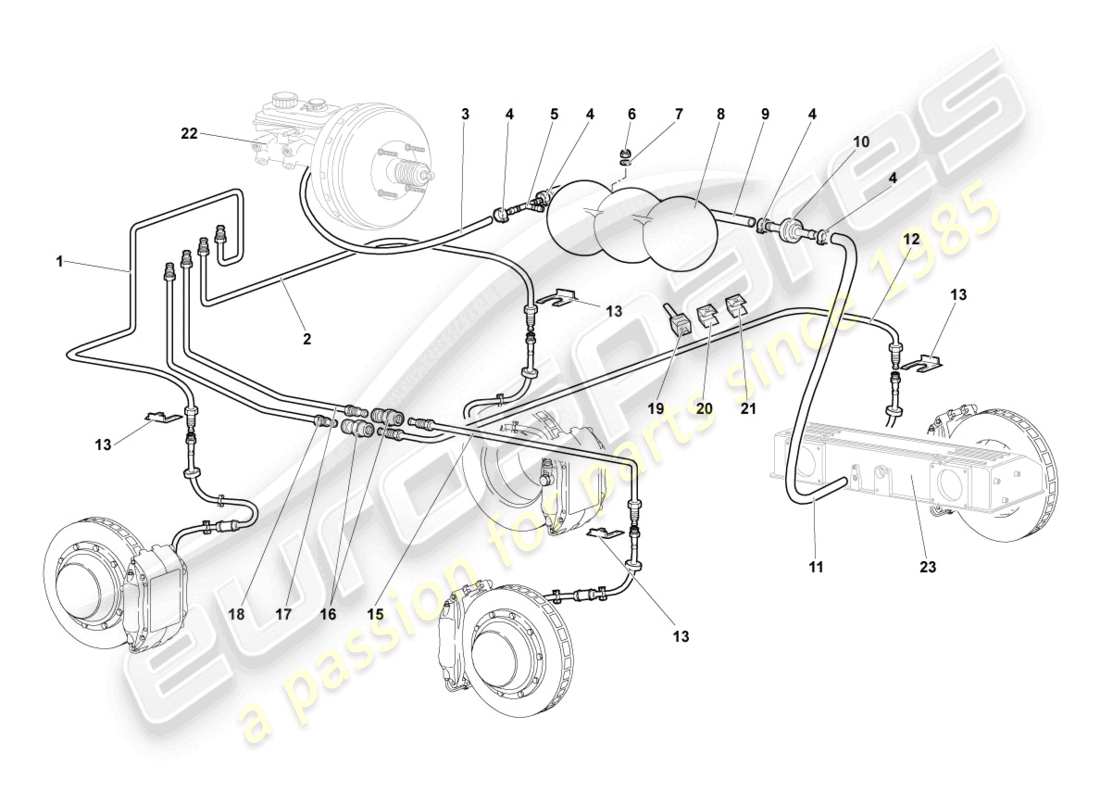 lamborghini murcielago roadster (2006) schema delle parti tubo freno