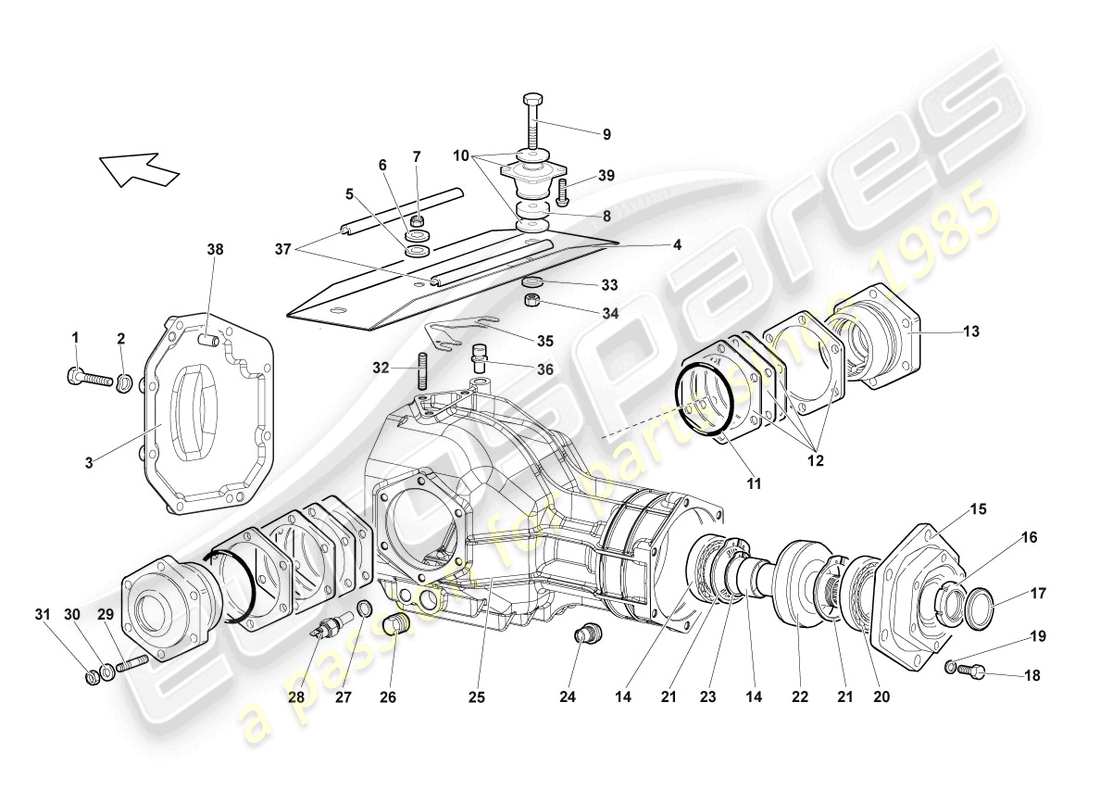 lamborghini murcielago roadster (2006) scatola per differenziale schema parte