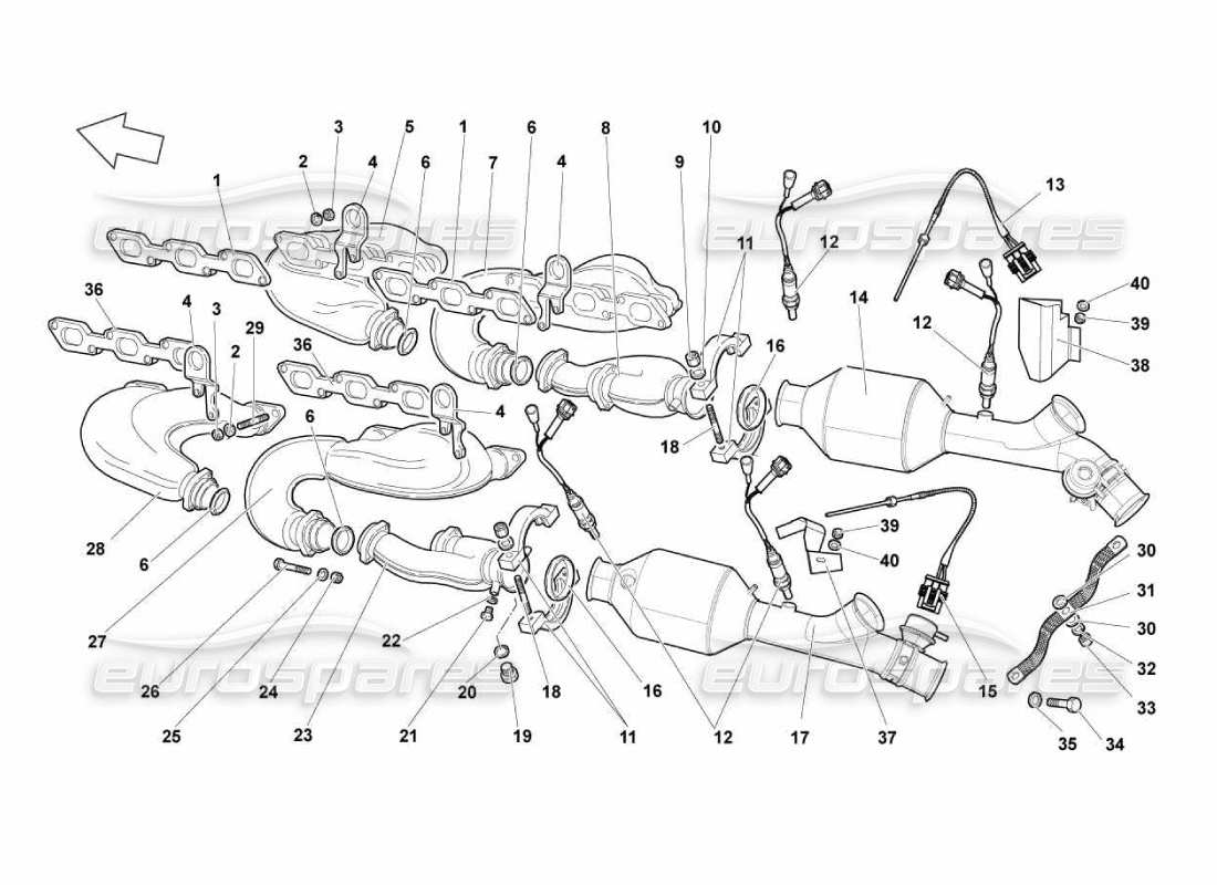lamborghini murcielago lp670 impianto di scarico diagramma delle parti