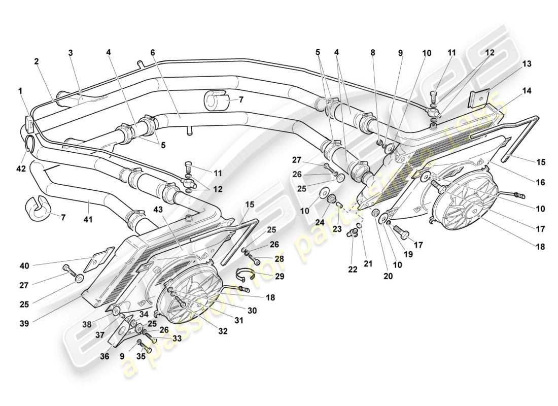 lamborghini murcielago roadster (2006) raffreddatore per liquido refrigerante schema delle parti