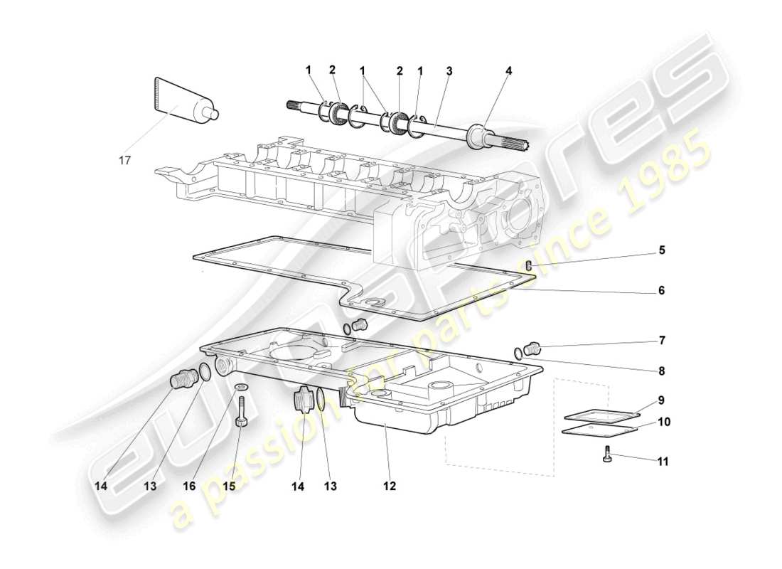 lamborghini murcielago roadster (2006) schema delle parti della coppa dell'olio