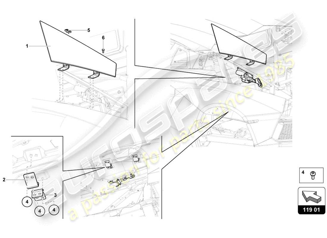 lamborghini lp720-4 coupe 50 (2014) diagramma delle parti dell'aletta di controllo dell'aria
