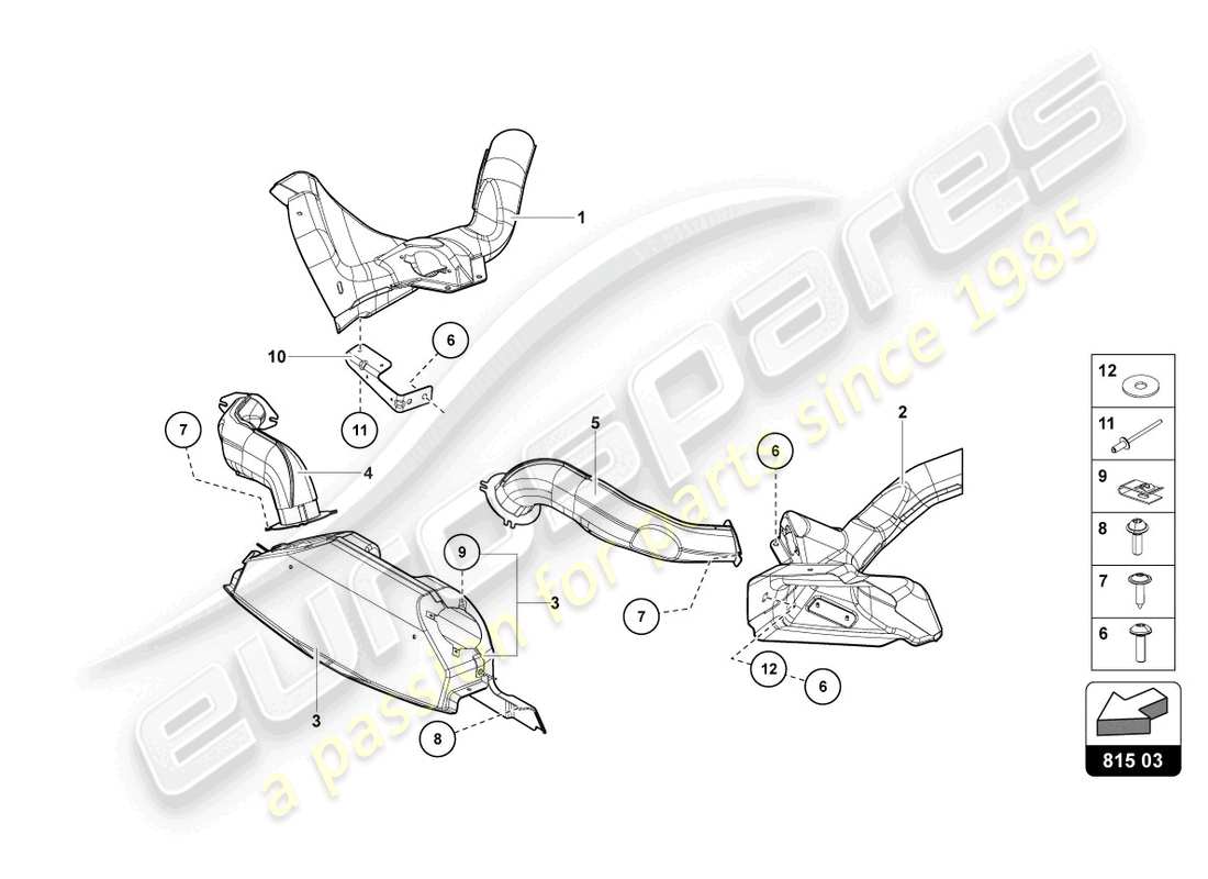 lamborghini 2015 (lp720-4 roadster 50) schema delle parti in cartone condotto dell'aria