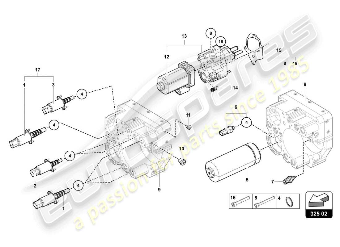 lamborghini lp770-4 svj coupe (2020) unità di controllo idraulica schema delle parti