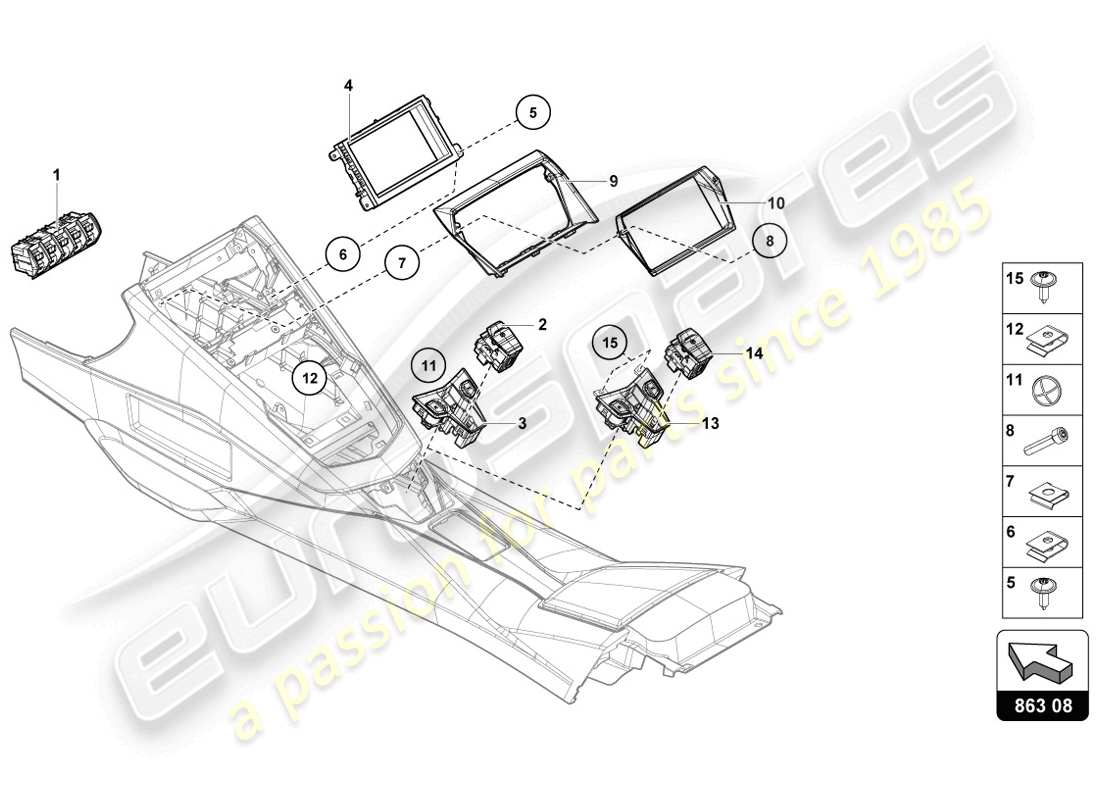 lamborghini 2014 (lp720-4 coupe 50) schema delle parti dell'unità interruttore