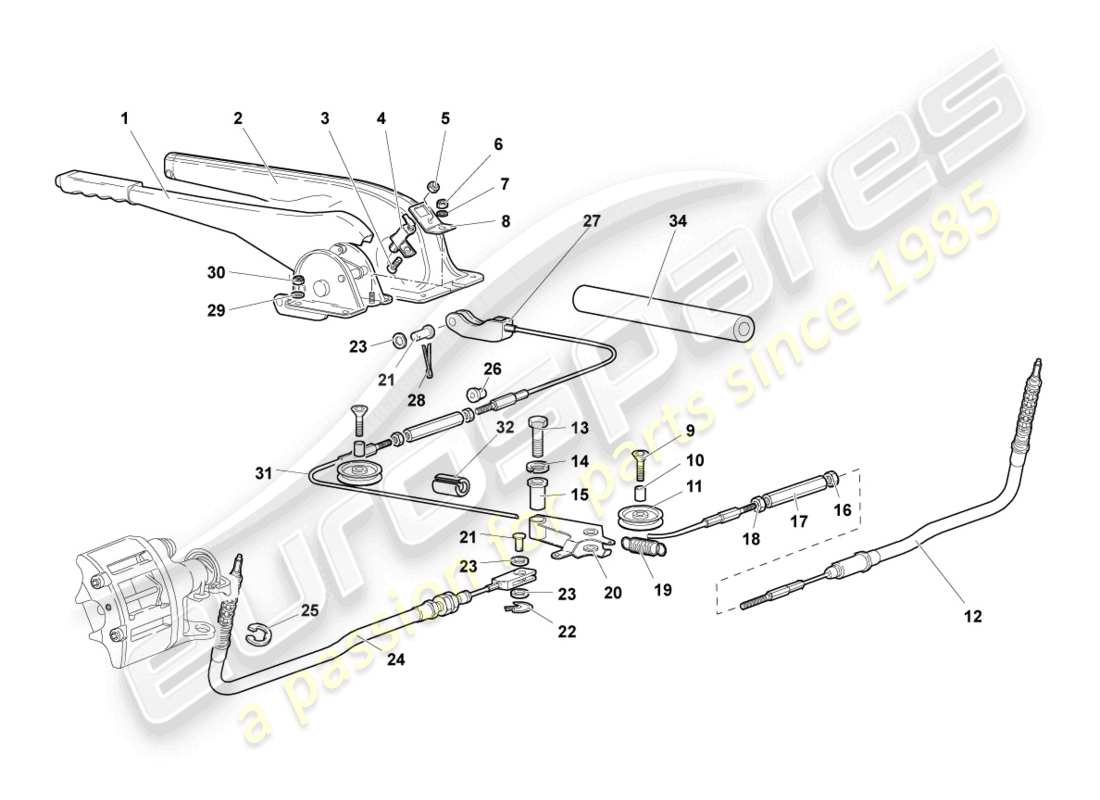 lamborghini murcielago roadster (2006) schema delle parti leva freno