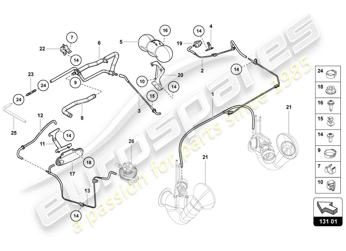 lamborghini lp720-4 coupe 50 (2014) schema delle parti del sistema di vuoto