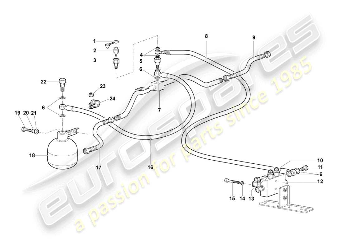 lamborghini murcielago coupe (2002) schema delle parti dell'idraulica centrale