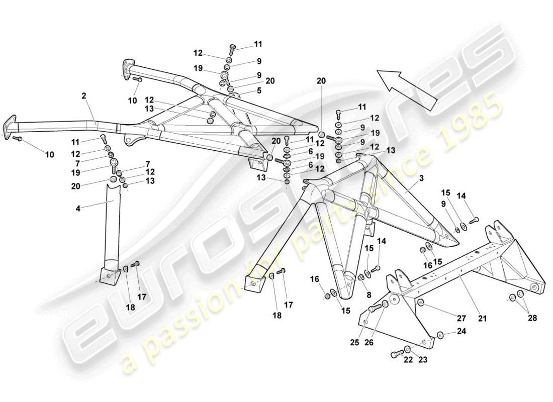lamborghini murcielago roadster (2006) diagramma delle parti del telaio